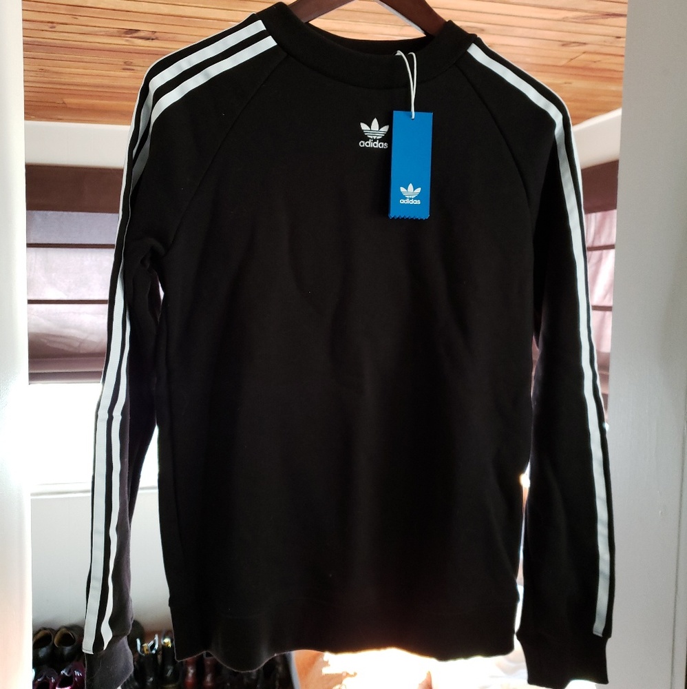 Black Adidas Originals 3 Stripe Trefoil Sweatshirt